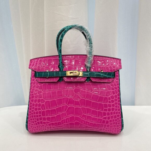 Genuine Leather Color Croc Pattern Handbag with 25cm - Picture 2 of 9